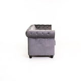 CHESTERFIELD VELVET 3 SEATER - GREY