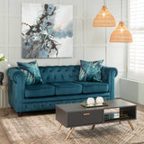 CHESTERFIELD VELVET 3 SEATER - TEAL