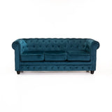 CHESTERFIELD VELVET 3 SEATER - TEAL