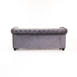 CHESTERFIELD VELVET 3 SEATER - GREY