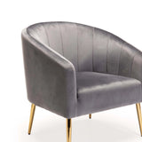 COLT VELVET CHAIR - GREY/GOLD LEGS