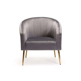 COLT VELVET CHAIR - GREY/GOLD LEGS