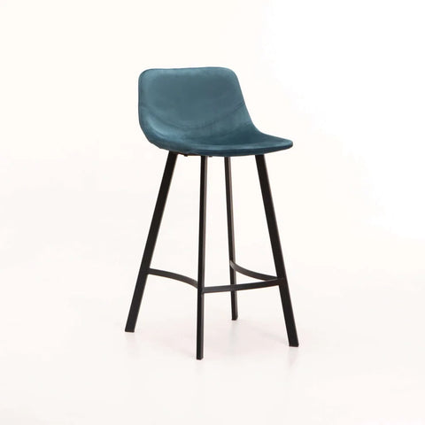 CRUZ VELVET KITCHEN STOOL - PETROL BLUE