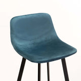 CRUZ VELVET KITCHEN STOOL - PETROL BLUE