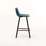 CRUZ VELVET KITCHEN STOOL - PETROL BLUE