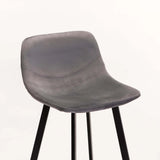 CRUZ VELVET KITCHEN STOOL - GREY