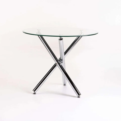 DIVA 90cm ROUND 10MM TEMP GLASS TOP DINING TABLE