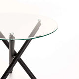 DIVA 90cm ROUND GLASS TOP DINING TABLE-BLACK LEGS