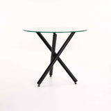 DIVA 90cm ROUND GLASS TOP DINING TABLE-BLACK LEGS