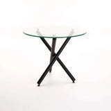 DIVA 90cm ROUND GLASS TOP DINING TABLE-BLACK LEGS