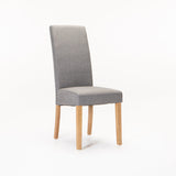 EARL DELUXE FABRIC DINING CHAIR- DARK GREY/NAT LEG