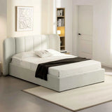 EDEN TEXTURED FABRIC QUEEN XL BED - CREAM