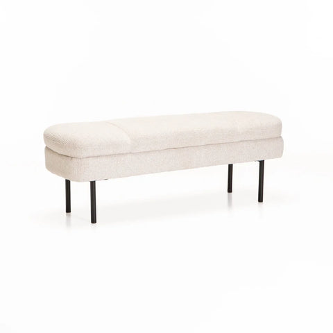 EDEN TEXTURED FABRIC OTTOMAN - CREAM