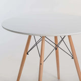 ELIA 90cm ROUND WOODEN LEG DINING TABLE-WHITE