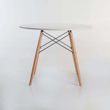 ELIA 100cm ROUND WOODEN LEG DINING TABLE-WHITE