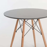 ELIA 80cm ROUND WOODEN LEG DINING TABLE-DARK GREY