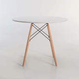 ELIA 90cm ROUND WOODEN LEG DINING TABLE-WHITE