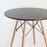 ELIA 80cm ROUND WOODEN LEG DINING TABLE-BLACK