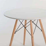 ELIA 80cm ROUND WOODEN LEG DINING TABLE-WHITE