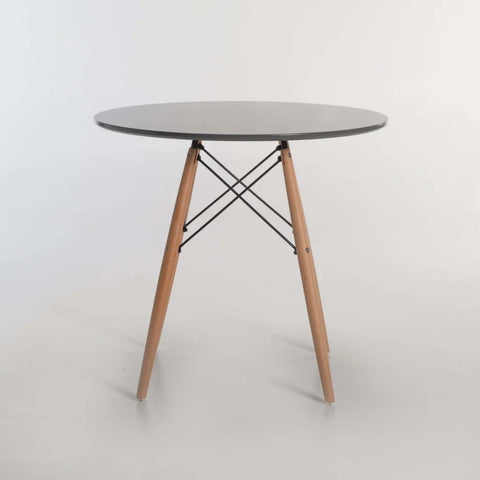 ELIA 80cm ROUND WOODEN LEG DINING TABLE-DARK GREY