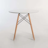 ELIA 80cm ROUND WOODEN LEG DINING TABLE-WHITE