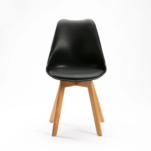ELIA WOODEN LEG DINING CHAIR - BLACK
