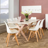 ELIA WOODEN LEG DINING CHAIR - WHITE