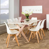 ELIA WOODEN LEG DINING CHAIR - WHITE