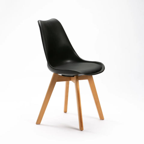 ELIA WOODEN LEG DINING CHAIR - BLACK