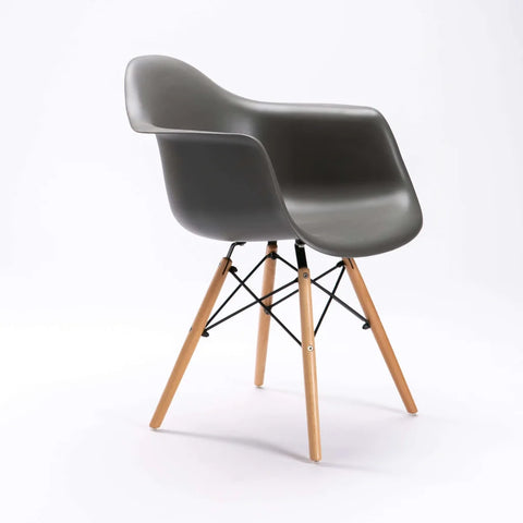 EMMY WOODEN LEG ARMCHAIR - DARK GREY