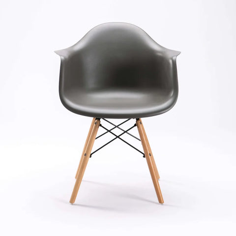 EMMY WOODEN LEG ARMCHAIR - DARK GREY