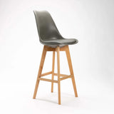 EVA WOODEN LEG BARSTOOL - DARK GREY