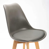 EVA WOODEN LEG BARSTOOL - DARK GREY