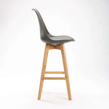 EVA WOODEN LEG BARSTOOL - DARK GREY