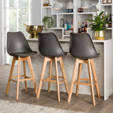 EVA WOODEN LEG BARSTOOL - DARK GREY