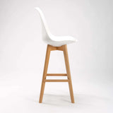 EVA WOODEN LEG BARSTOOL - WHITE