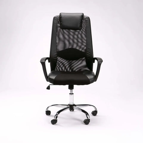 EXEC HIBACK OFFICE CHAIR W-156 CHROME BASE - BLACK