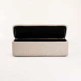 FERN TEXTURED FABRIC STORAGE OTTOMAN - CREAM