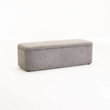 FERN TEXTURED FABRIC STORAGE OTTOMAN - GREY