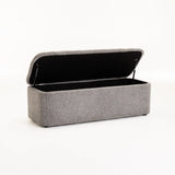 FERN TEXTURED FABRIC STORAGE OTTOMAN - GREY