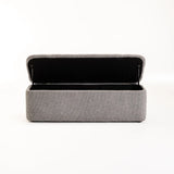 FERN TEXTURED FABRIC STORAGE OTTOMAN - GREY