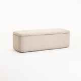FERN TEXTURED FABRIC STORAGE OTTOMAN - CREAM