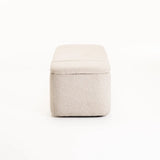 FERN TEXTURED FABRIC STORAGE OTTOMAN - CREAM