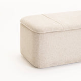 FERN TEXTURED FABRIC STORAGE OTTOMAN - CREAM