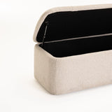 FERN TEXTURED FABRIC STORAGE OTTOMAN - CREAM