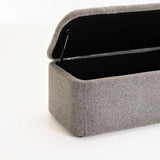FERN TEXTURED FABRIC STORAGE OTTOMAN - GREY