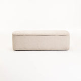 FERN TEXTURED FABRIC STORAGE OTTOMAN - CREAM