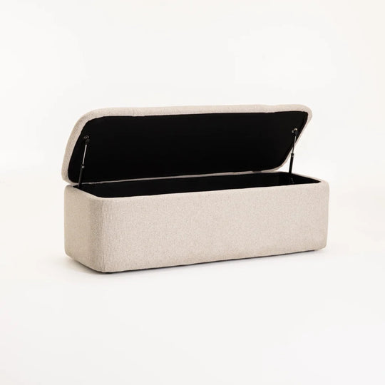 FERN TEXTURED FABRIC STORAGE OTTOMAN