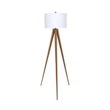 LAMP FLOOR-BROWN METAL TRIPOD-WHITE SHADE 153cm H
