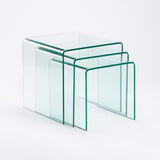 FLUTE 10MM TEMPERED GLASS 3PC SIDE TABLE NEST SET